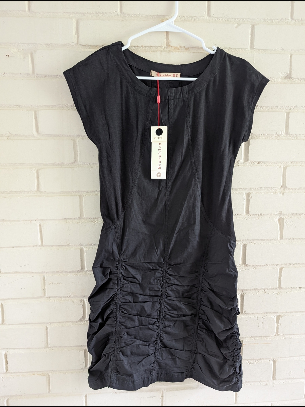 XCVI Wearables XS Black Aviana Ruched Cap-Sleeve Dress NWT - Picture 3 of 8